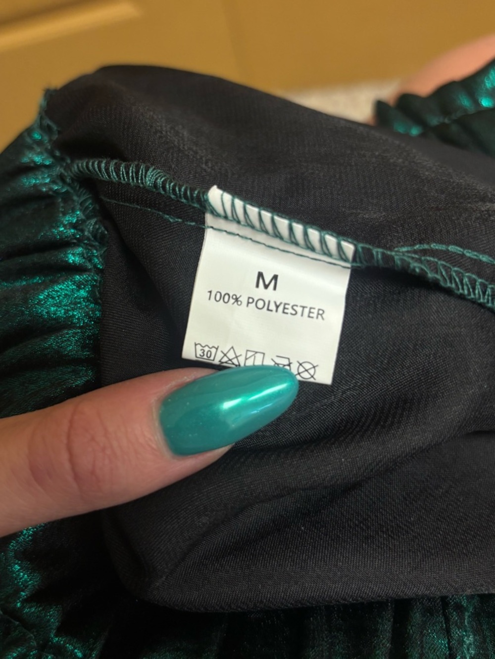 Metallic Green Wide-Leg Pants - Picture 4 of 4